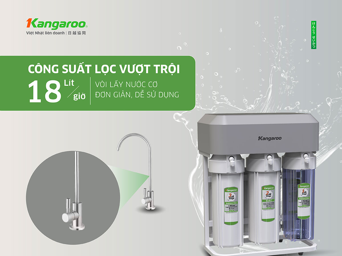 Công suất lọc mạnh mẽ 18l/h